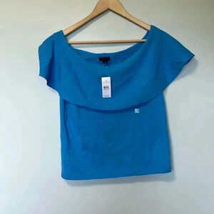 NWT Ann Taylor off the shoulder blue  top